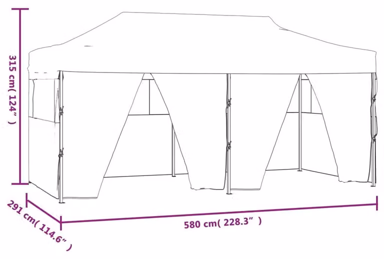 vidaXL Professionele inklapbare partytent met 4 zijwanden, wit, 3 x 6 meter