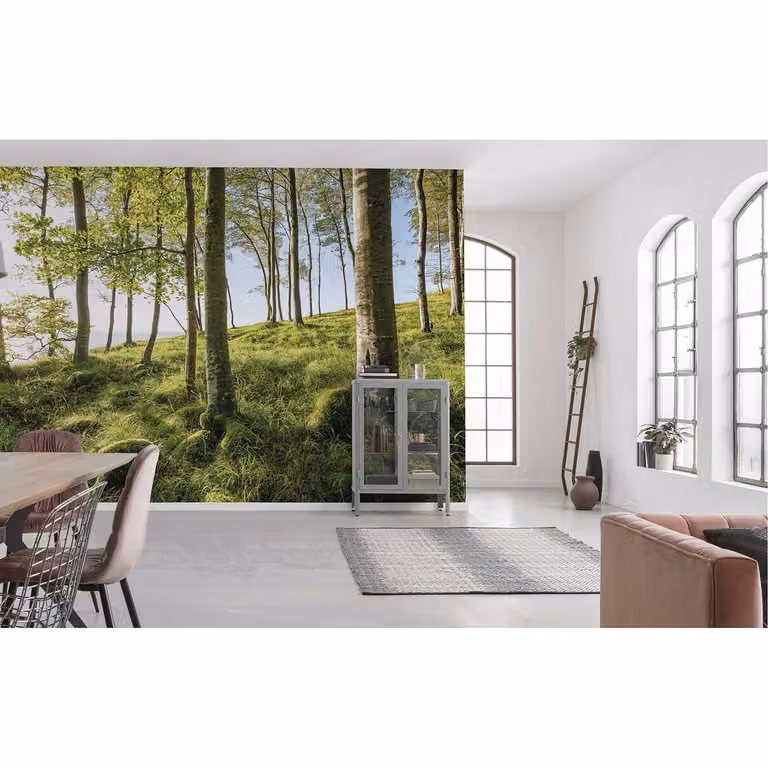 home24 Fotobehang Betoverende Beuken, Multicolour/Groen, B: 450 cm, H: 280 cm