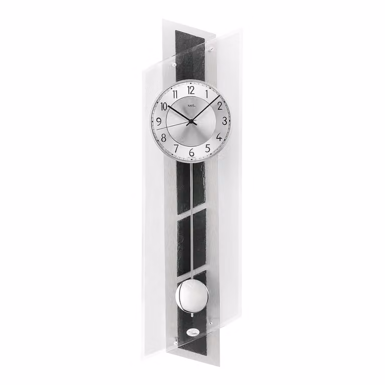home24 Slingerklok Couvin Zilver Aluminium Geborsteld B/D/H: 24 x 84 x 10 cm