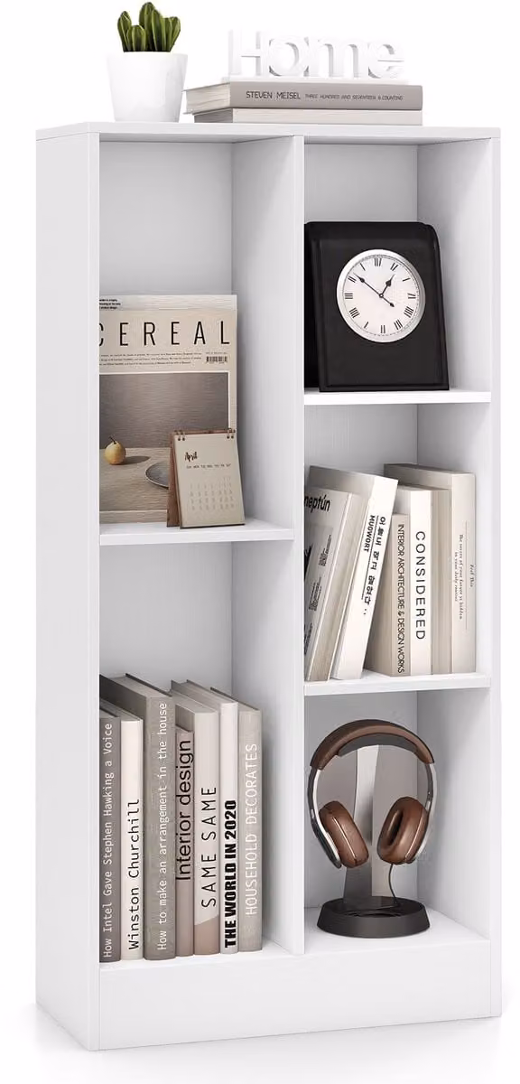 Costway Boekenkast met 5 vakken, wit, B/D/H: 50 x 24 x 104 cm
