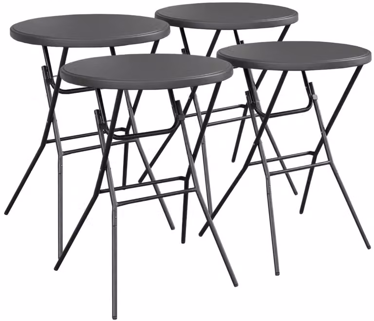Sweek Set van 4 opvouwbare statafels van staal