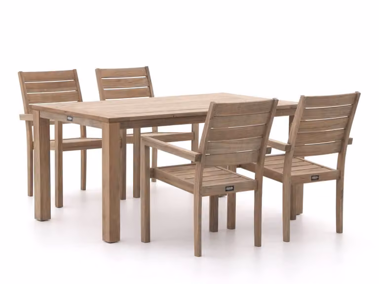 ROUGH Furniture Diningset voor 4 personen van bruin teakhout