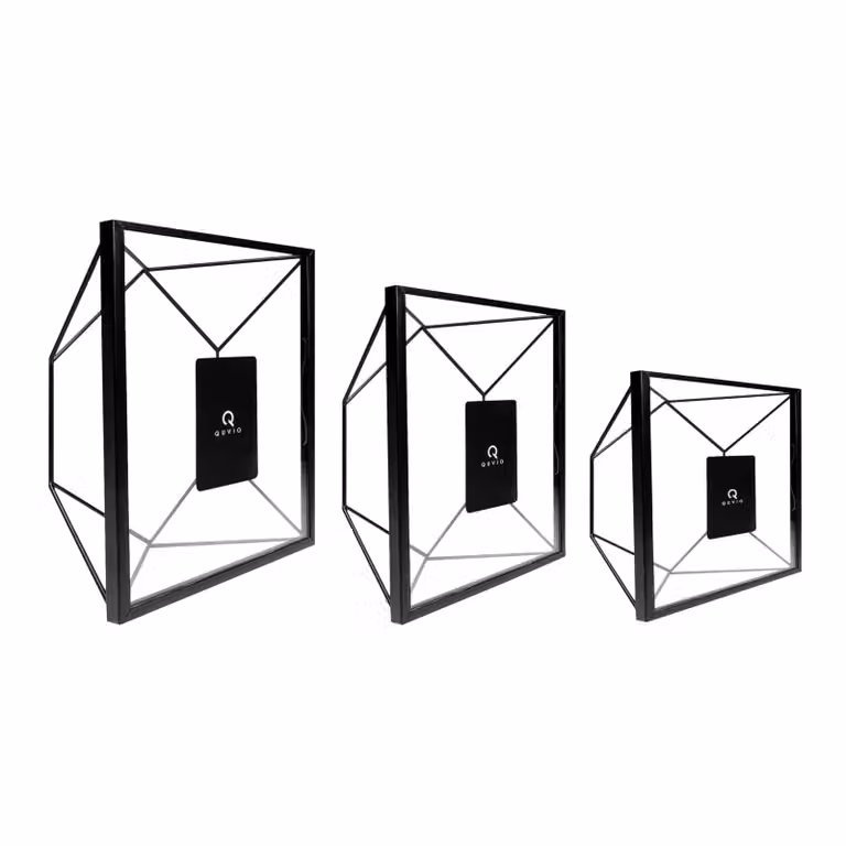 QUVIO Set van 3 Hexagon Fotolijstjes - Zwart