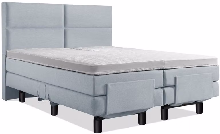 Blauwe Elektrische Boxspring voor volwassenen inclusief 4-vaks hoofdbord B/D: 100 x 200 cm