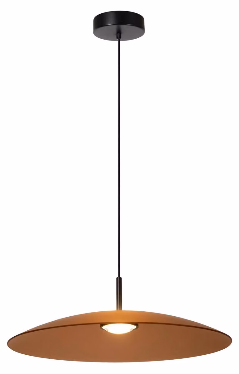 Lucide MENGA Hanglamp - Amber Glas - Dimbare LED - Modern en Strak Design