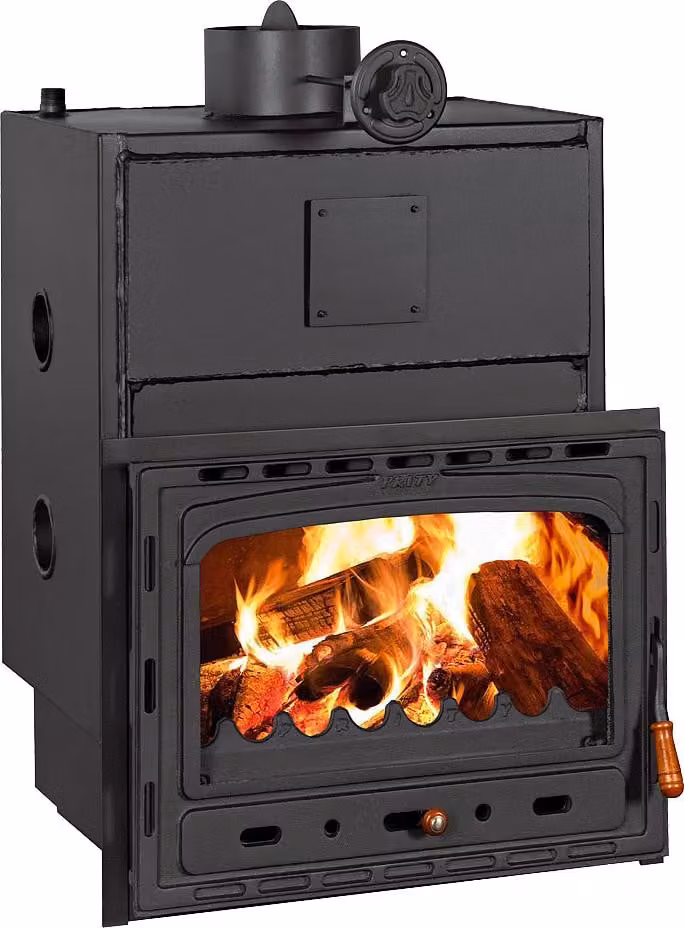 Prity Watervoerende inbouwhaard C W28 met gietijzeren deur, 5 + 28,2 kW