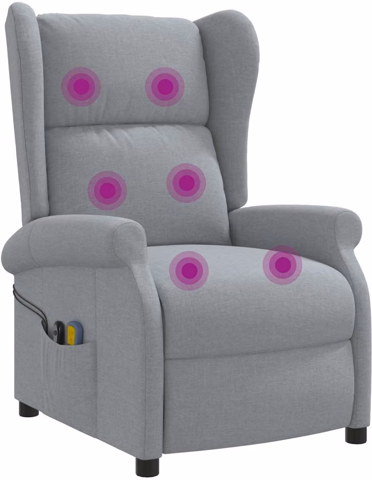 vidaXL Wingback elektrische massage relaxstoel - Lichtgrijs - Stof