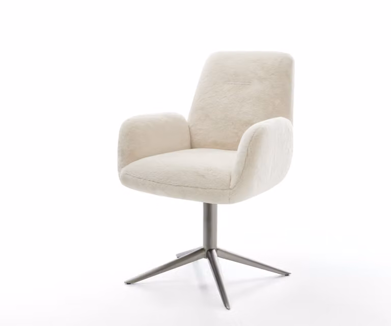 DELIFE Draaistoel Zoa-Flex met armleuningen, Velvet, Wit/Grijs, 360 graden draaibaar