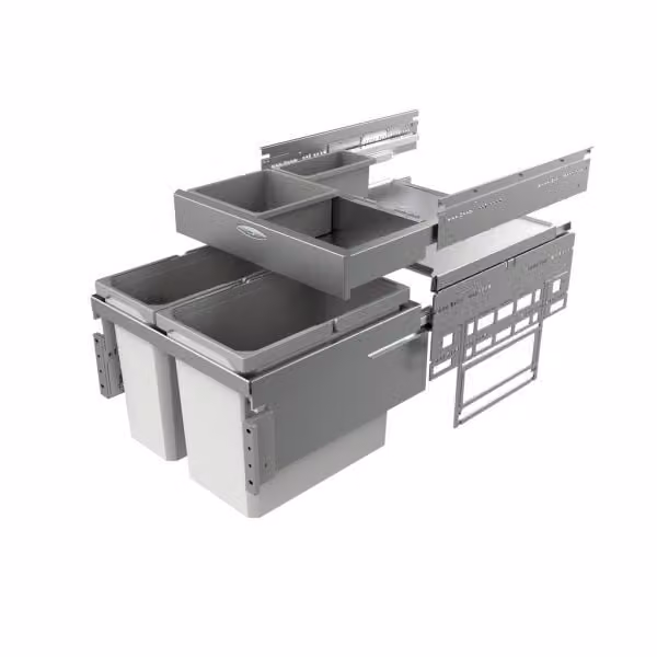 Naber Cox Base 1T 500-2 Vuilnisbak met basisplaat, lichtgrijs, Hoogte: 46 cm