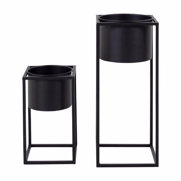 Nest of Nora Plantenstandaarden set van 2 - Staal - Zwart