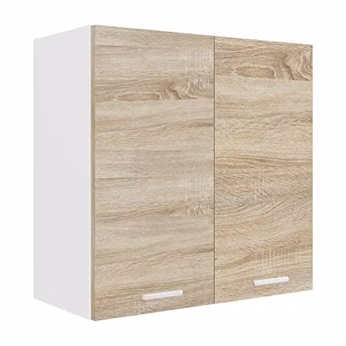 VCM Keukenkast met 2 deuren, wit en eikenhoutlook, B: 60 cm, H: 31 cm, D: 14 cm