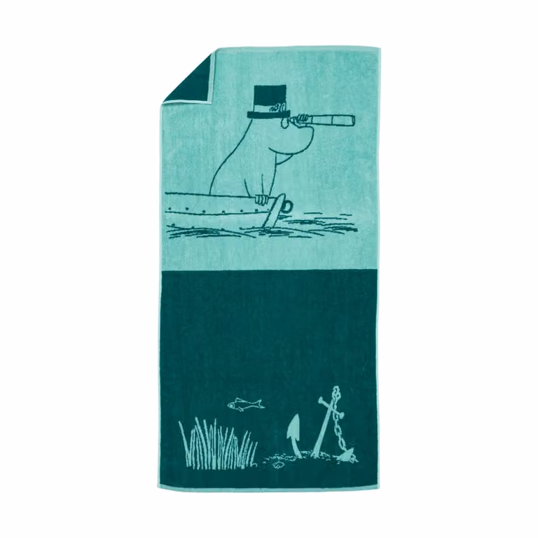 Moomin Arabia badhanddoek Moominpapa blauwgroen 70 x 140 cm