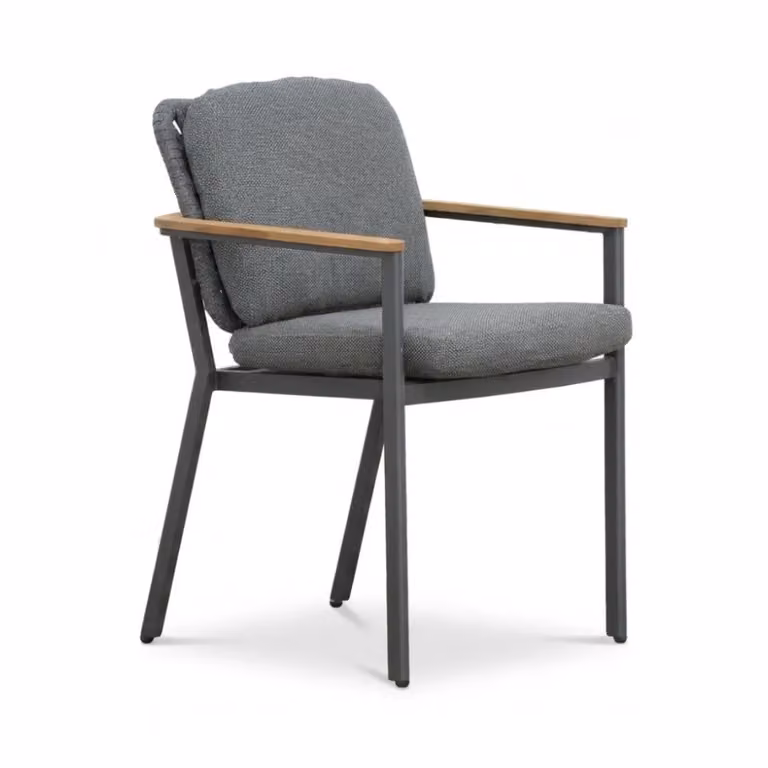 LUX outdoor living Montana dining tuinstoel - aluminium en teak - antraciet