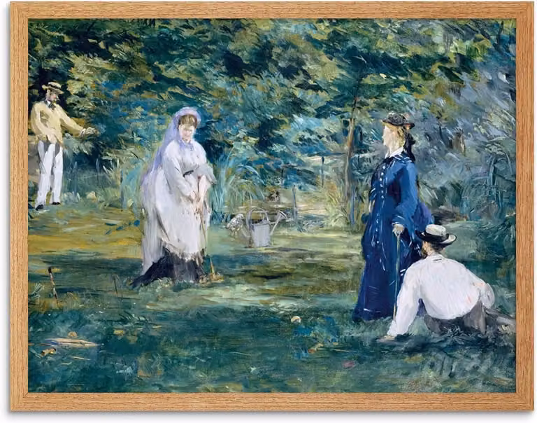 Kunstdruk Manet Croquet - Ingelijst Schilderij - Wanddecoratie - Licht Eiken - 30 x 41 cm
