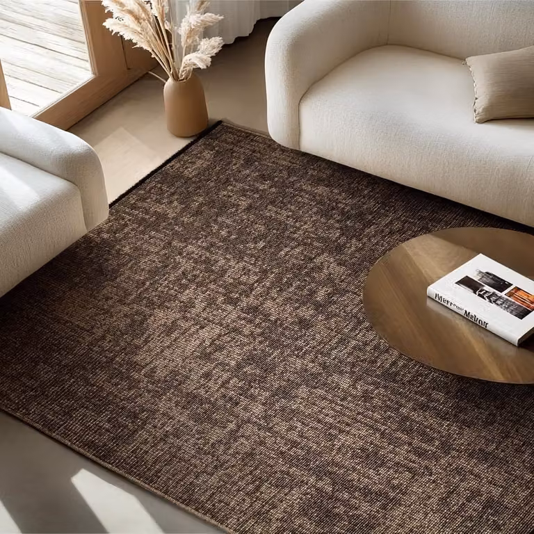 Bruin Katoenen Chenille Vloerkleed in Vintage Kelim Boho Stijl, 200 x 290 cm