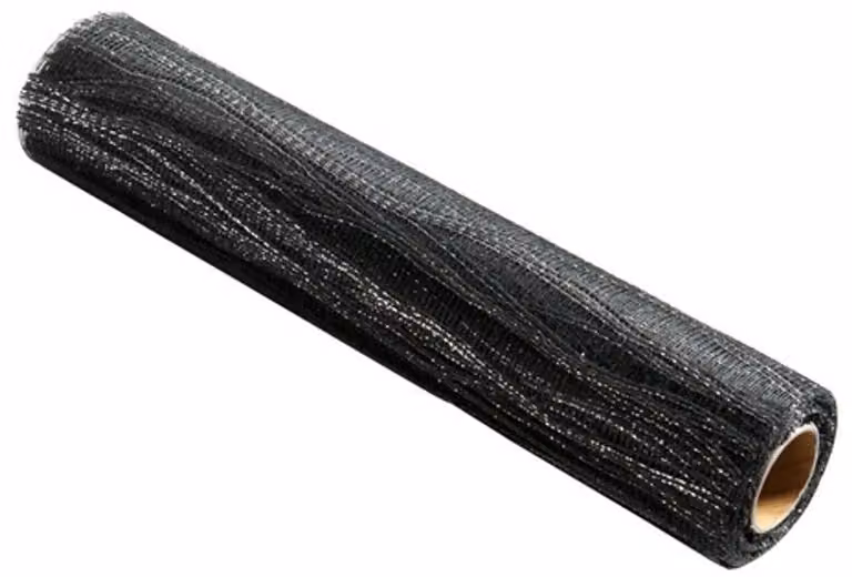 Wave Metallic Tafelband zwart/zilver 53 cm x 20 m (gerold)