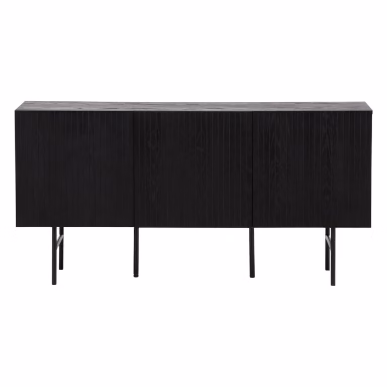 QUVIO Daro Dressoir Scandinavisch Design Zwart Eikenfineer B/D/H: 150 x 42 x 75 cm