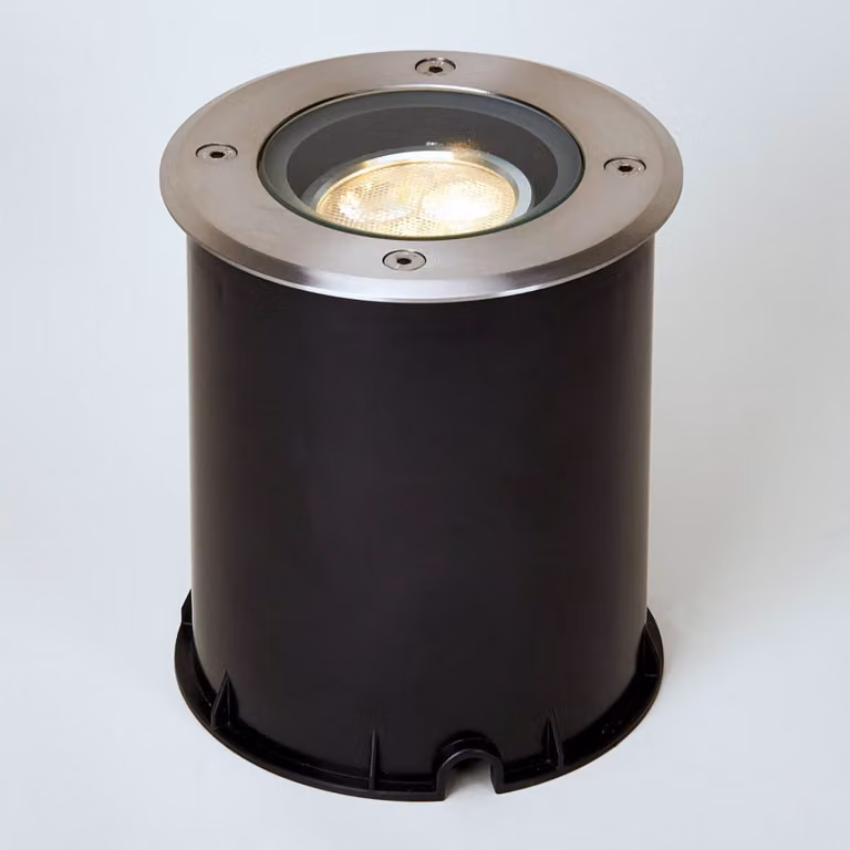 Lucande Jos ronde inbouwgrondspot IP67 - grijs/zilver - draaibaar - LED - aluminium en roestvrij staal