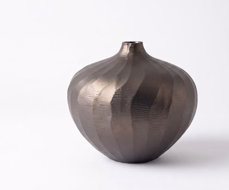 DELIFE Vaas Torvia Handgemaakt Aluminium Hämatit B: 20 cm, D: 20 cm, H: 19 cm