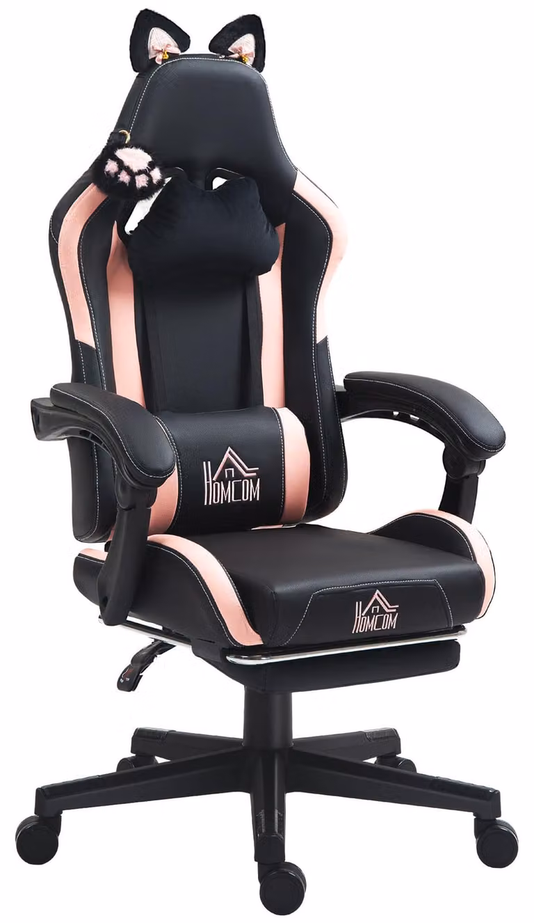 HOMCOM Gaming Stoel met Armleuningen en Lendensteun