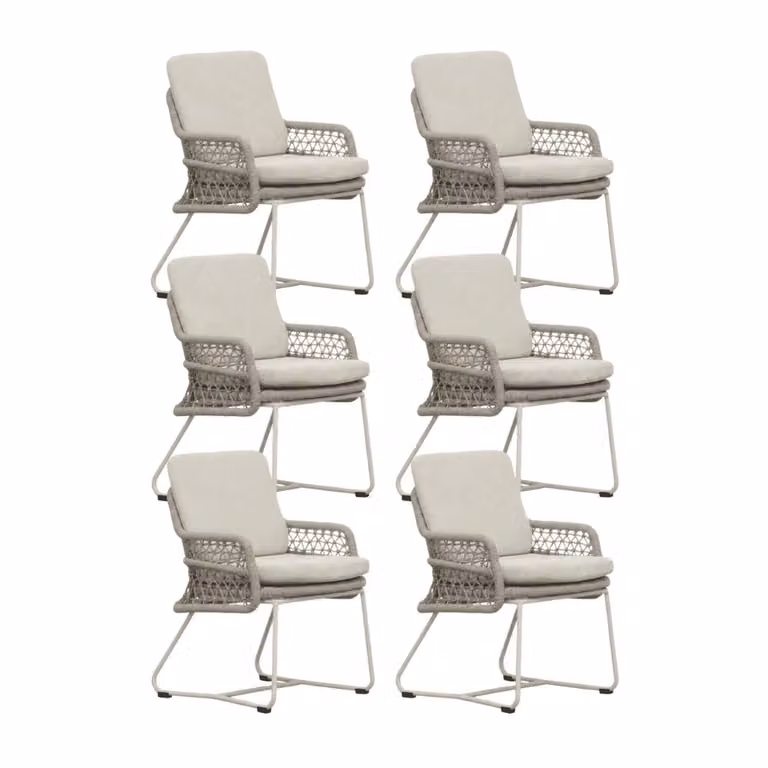 Gianna tuinstoel set van 6 met touw en aluminium in Almond Beige