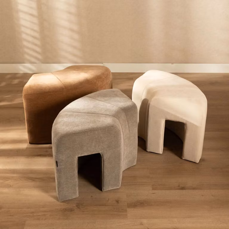 Modulaire hoekhocker Seth beige chenille