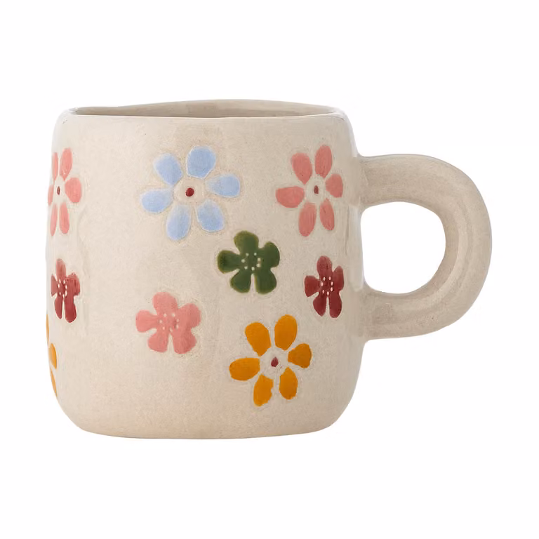 Bloomingville Millie theekopje met bloemenpatroon, wit en meerkleurig, 11 cl