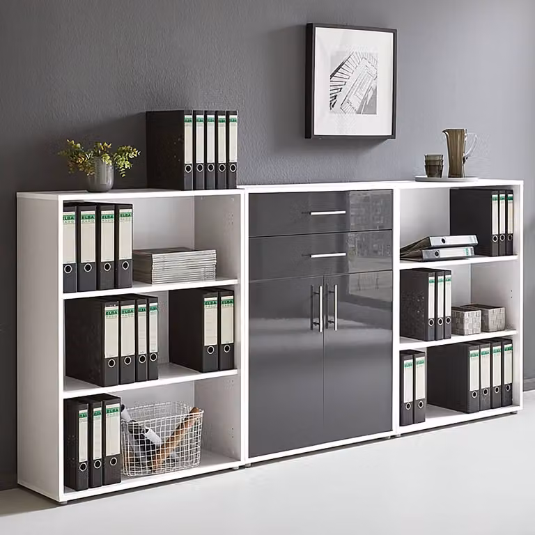 home24 Kastenset 3-delig Straight wit/antraciet/wit, B/D/H: 114 x 33 x 85 cm