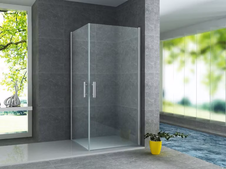 Aloni douchecabine met dubbele schuifdeuren, helder glas, 6 mm dik, B/D/H: 80 x 80 x 190 cm