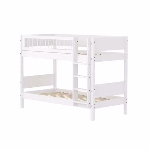 Flexa Wit stapelbed met ladder rechts, 90 x 200 cm, barrière a, H x B x D: 210 x 109 x 154 cm