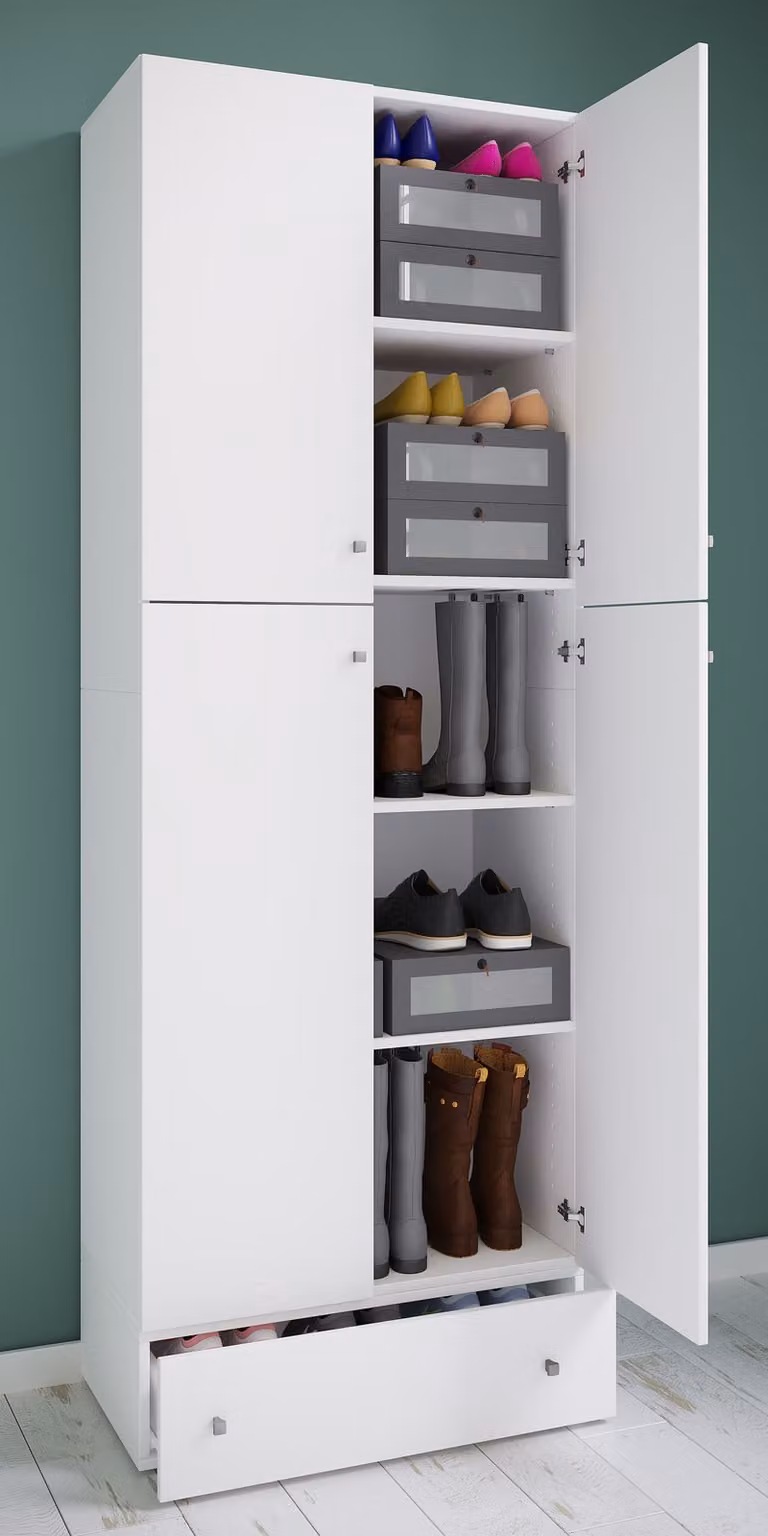 home24 Kast met deuren en lade wit, Breedte: 200 cm