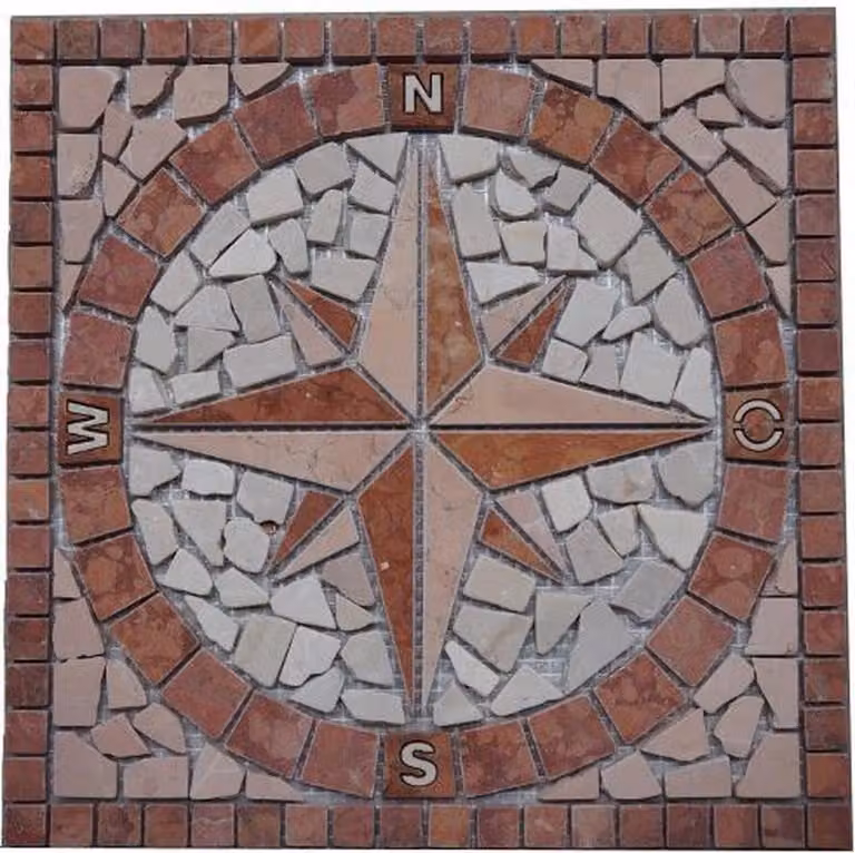 Mozaïek tegel 026 Medallion Windroos 30 x 30 cm