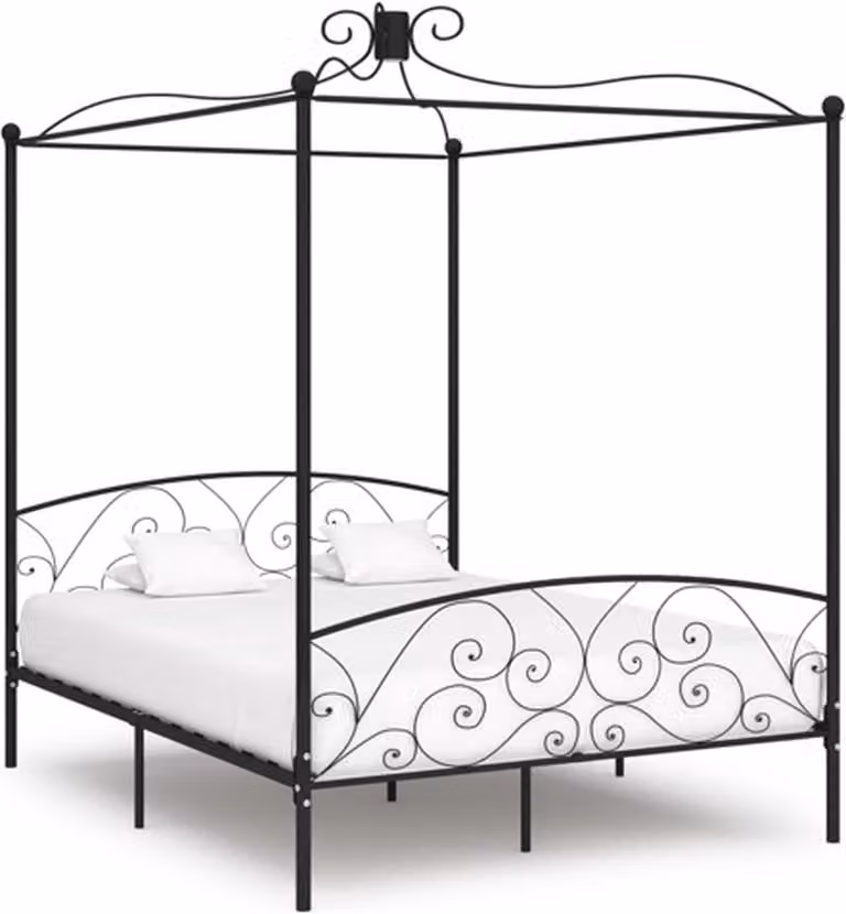 vidaXL Hemelbedframe van metaal in zwart, 180 x 200 cm
