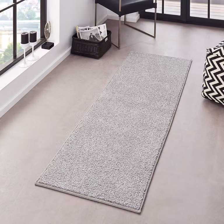 home24 Loper Pure Vloerkleed grijs/lichtgrijs B: 80 cm, L: 400 cm