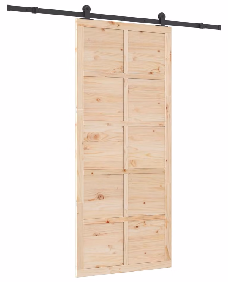 vidaXL Schuifdeur van massief grenenhout, naturel, B: 100 cm, H: 208 cm
