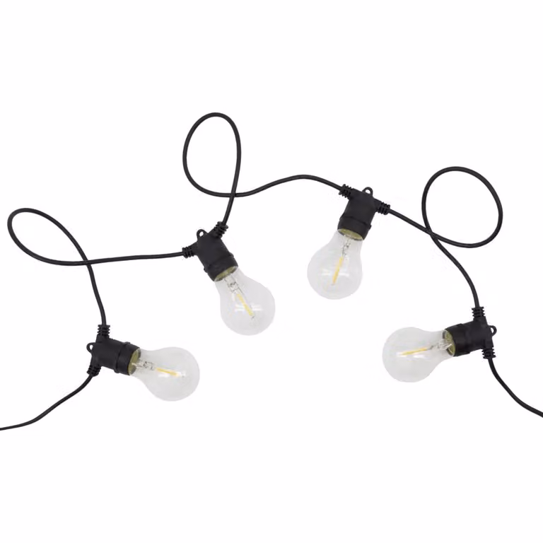 House Doctor Light lichtsnoer met LED-lampen in zwart en hout met warm wit licht