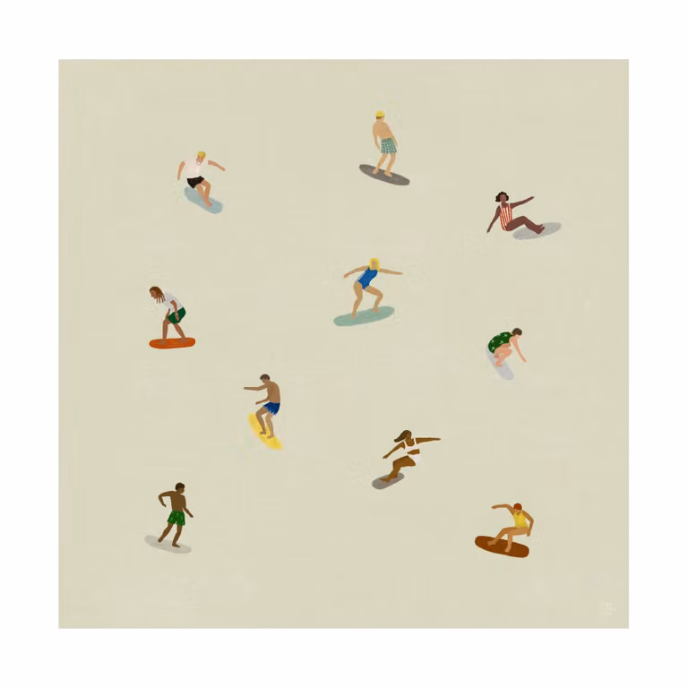 Fine Little Day Surfers poster Beige, 40 x 40 cm