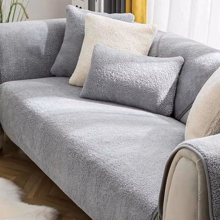 Grijs Velvet Bankovertrek met Antislip Onderlaag voor de Bank - Breedte: 150 cm