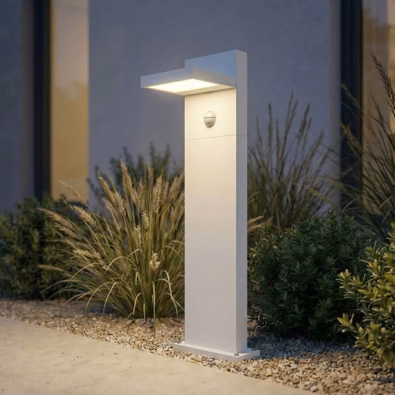 Lucande Silvan LED tuinpadverlichting met bewegingssensor, wit, 65 cm, IP54