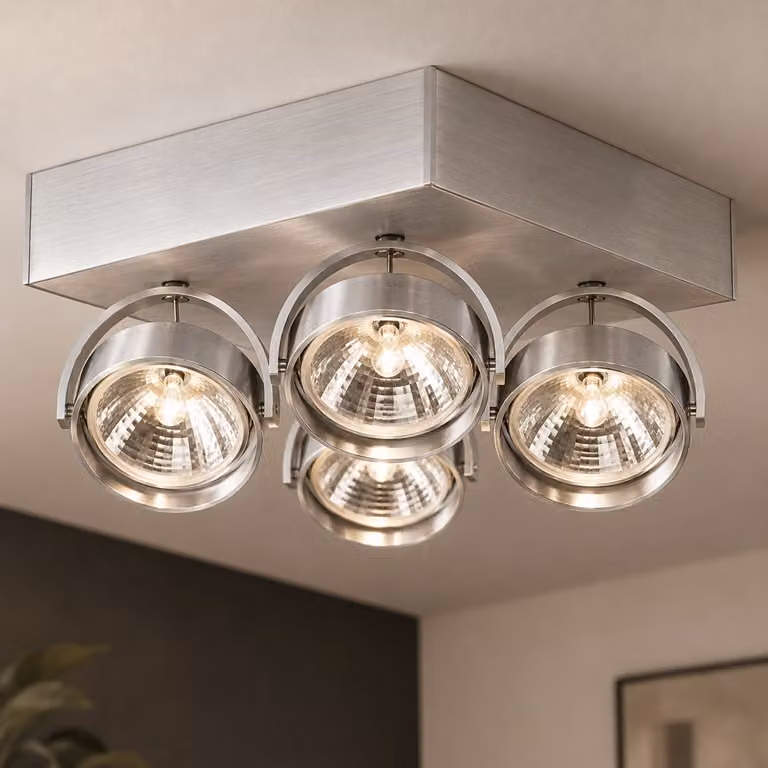 Artdelight Dutchess 12 volt opbouwspot 4-lichts, grijs, vierkant aluminium