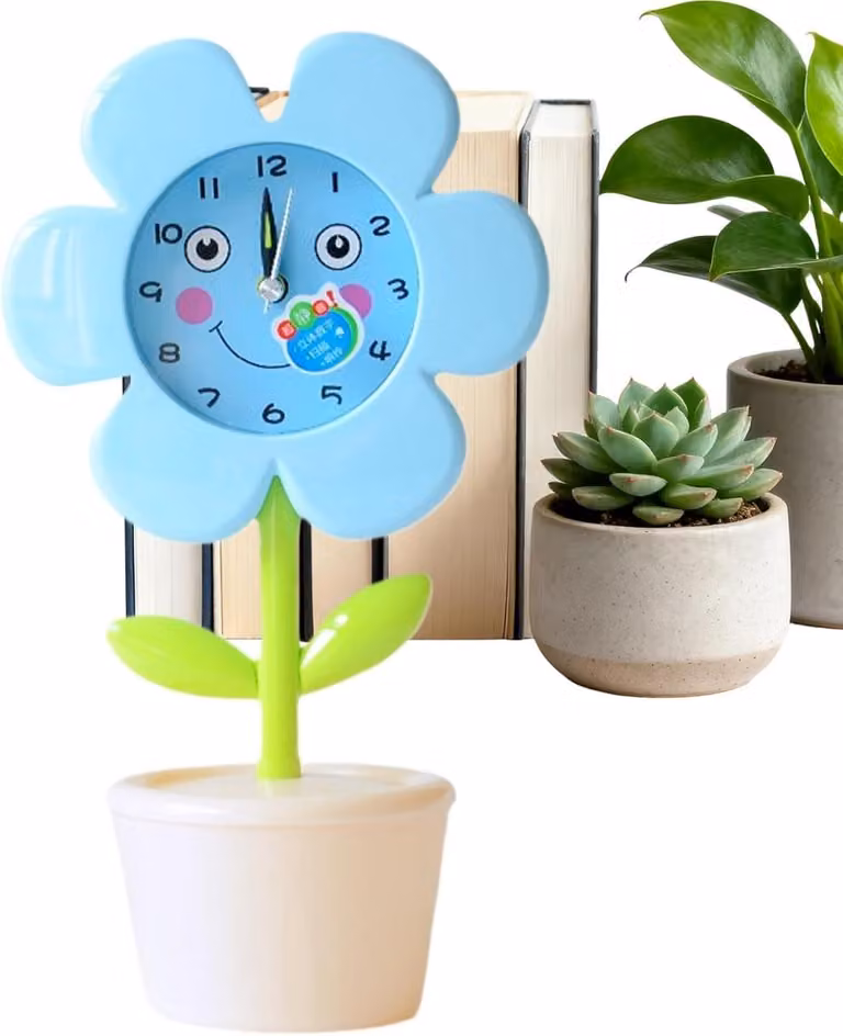 Kinderwekker Bloempot Blauw - Decoratieve Geluidsmachine voor een Rustige Slaap - Breedte: 15 cm