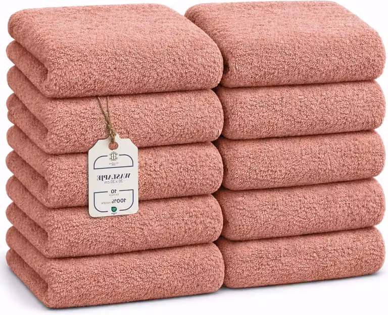 Set van 10 donkerrode katoenen washandjes van 30 x 30 cm