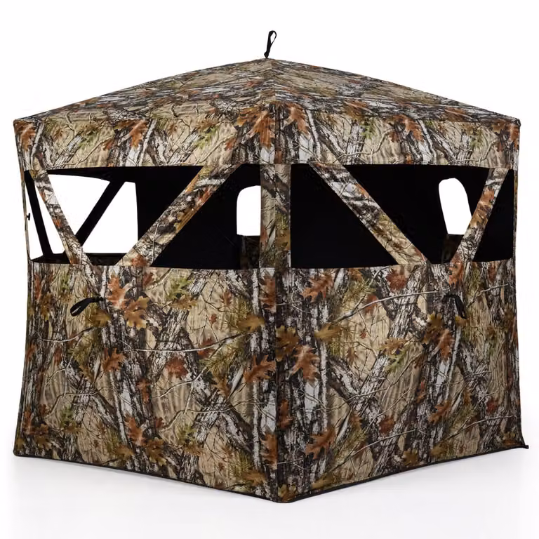 Costway Draagbare 4-persoons Jachttent met Camouflage en Pop-up functie, B/D/H: 140 x 140 x 176 cm