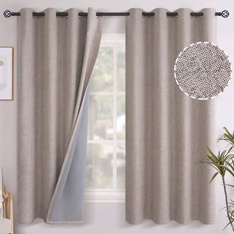 Verduisterende gordijnen met voering voor slaapkamer en woonkamer - 100% lichtdicht en thermisch geïsoleerd - Breedte: 132 cm, Hoogte: 160 cm