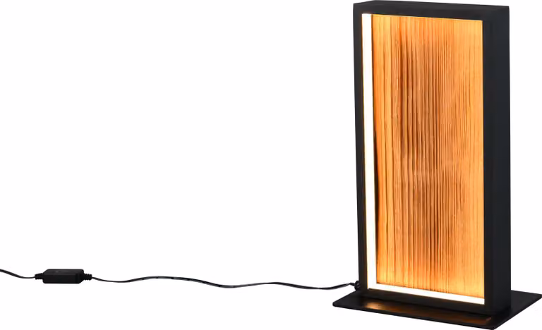 Trio Kalea LED-tafellamp zwart en bruin met hout, B/D/H: 16 x 30 x 12 cm
