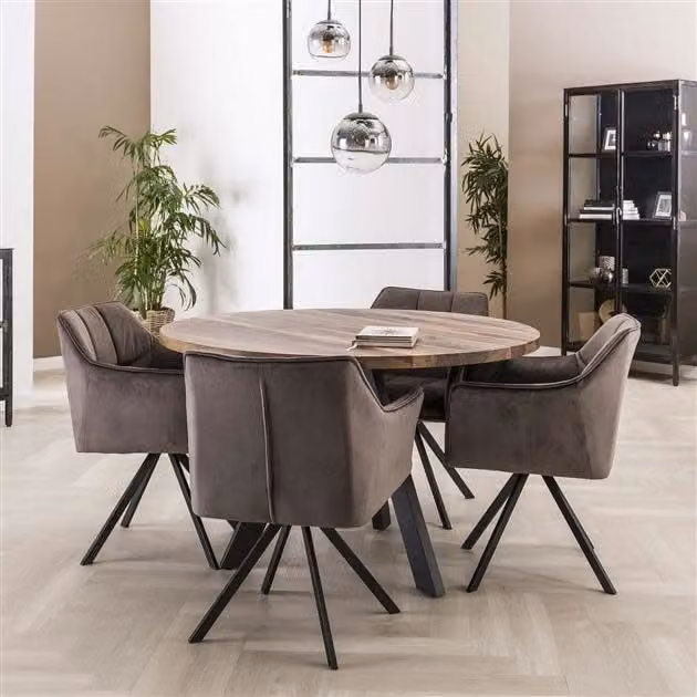 WoonStijl Daytona Eetkamertafel - Rond - Walnoot - Ø 120 cm, H 76 cm
