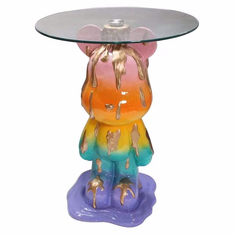 Richmond Interiors Ebba Ronde Bijzettafel met Glas en Goud, Diameter: 48 cm