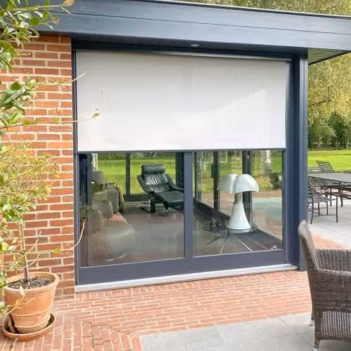 MADECOSTORE Gemotoriseerd buitenrolgordijn met schakelaar - Grijs - B: 240 cm, H: 300 cm
