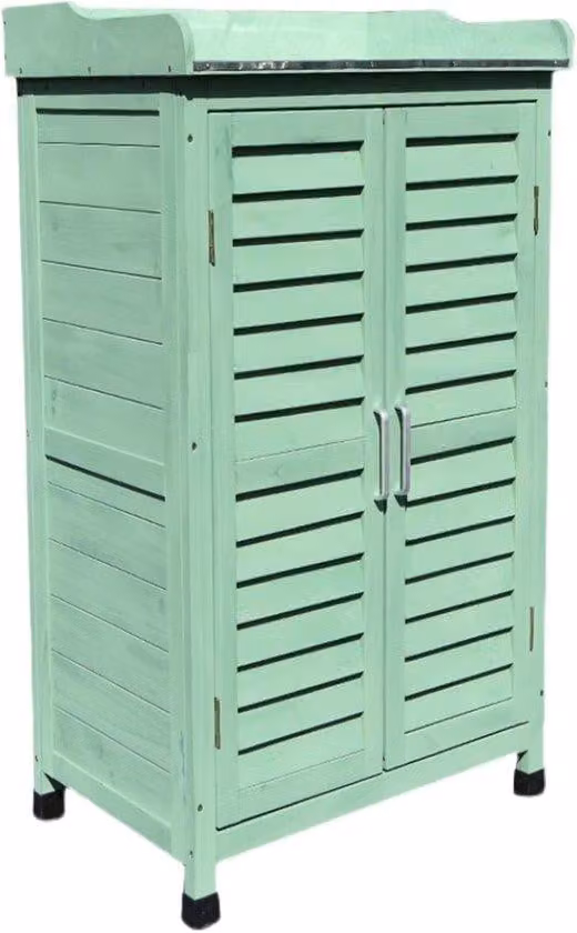 WAN Houten Opbergkast voor Tuin en Terras - Groen - B/D/H: 50 x 43 x 95 cm