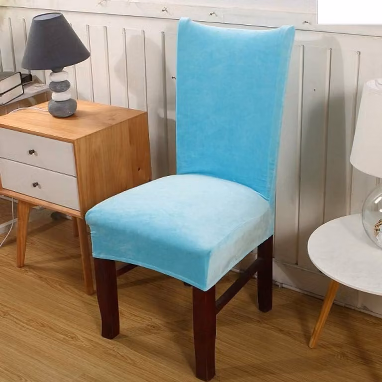 Set universele elastische spandex stoelhoezen voor eetkamerstoelen - Blauw